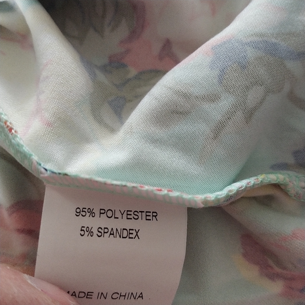Amazon U.Vomade Green Floral Shirt Sleeve Tunic Top 1X - Picture 11 of 14